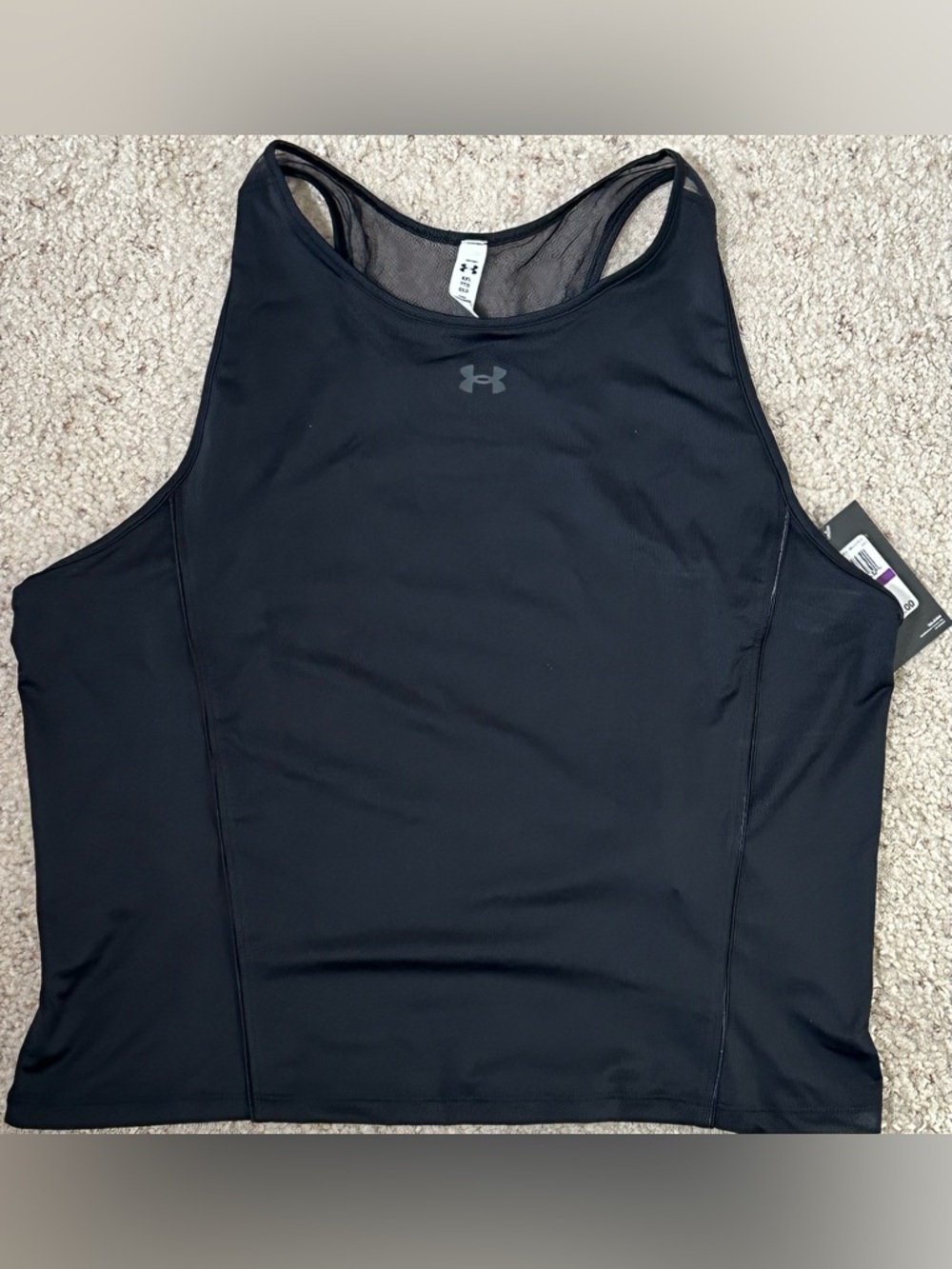 Under Armour HeatGear Tank NWT XXL Black Mesh Racerback Top